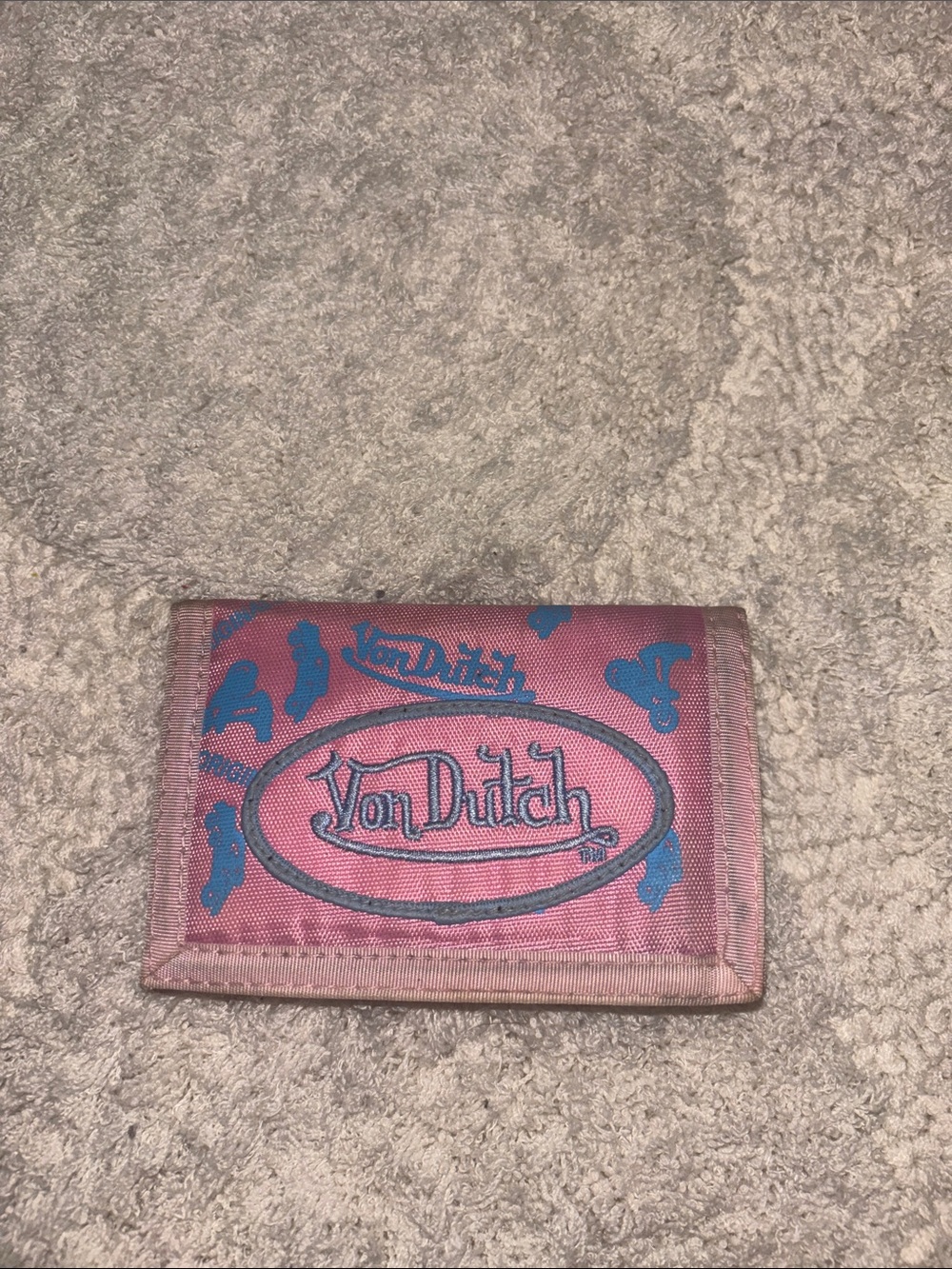Von Dutch Pink Wallet with Blue Logo Accents